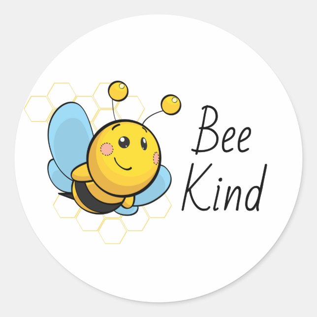 Bee Kind Cute  Classic Round Sticker (Front)