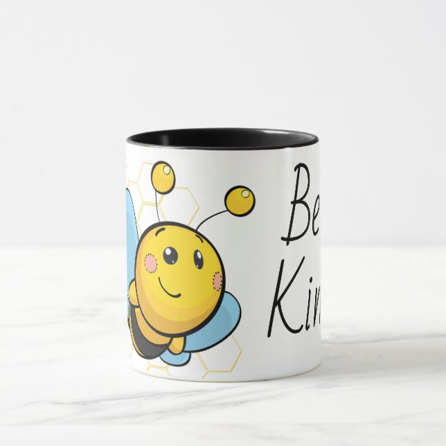 Bee Kind Cute Pinback Button Mug (Center)