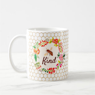 Bee kind floral coffee mug