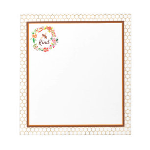 Bee kind floral notepad