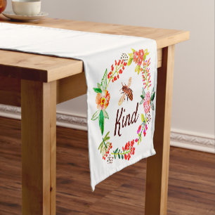 Bee kind floral short table runner