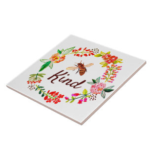 Bee kind floral tile