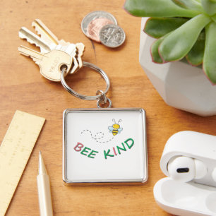 Bee Kind Funny Motivational Positive Quote Artwork Key Ring