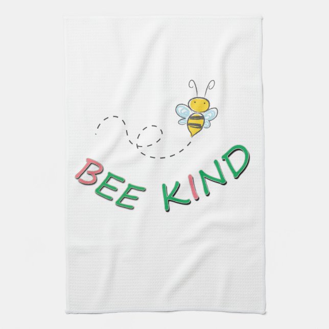 Bee Kind Funny Motivational Positive Quote Artwork Tea Towel (Vertical)