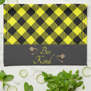 "Bee Kind" Gingham Tea Towel