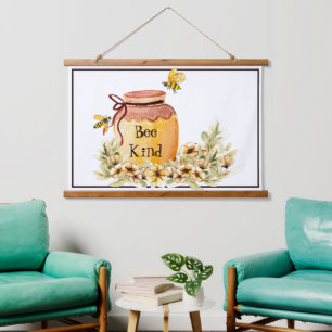 Bee kind honey pot  hanging tapestry