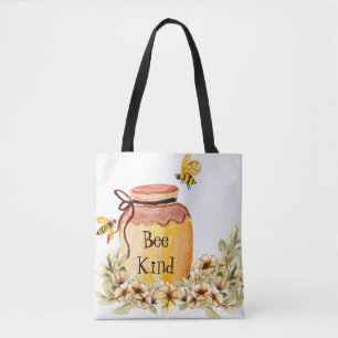 Bee kind honey pot tote bag