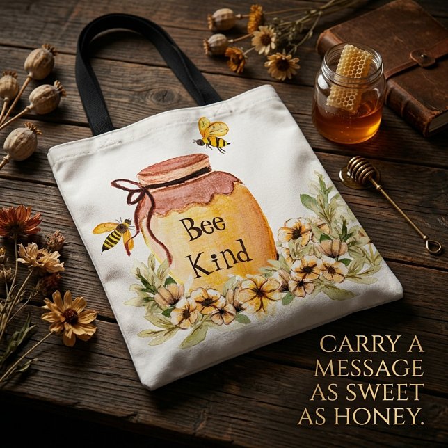 Bee kind honey pot  tote bag (Creator Uploaded)