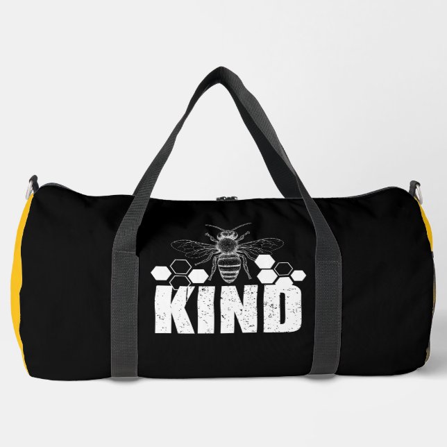 Bee Kind Honeycomb Graphic Duffle Bag (Front)