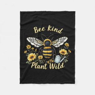 Bee Kind Plant Wild Environmental Protection Earth Fleece Blanket
