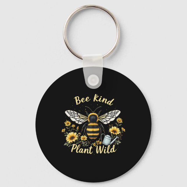 Bee Kind Plant Wild Environmental Protection Earth Key Ring (Front)