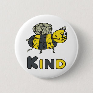 Bee Kind Puzzle 6 Cm Round Badge