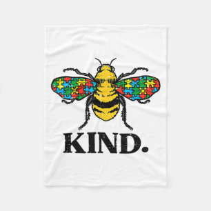 Bee Kind Puzzle Cute Autism Awareness Acceptance A Fleece Blanket