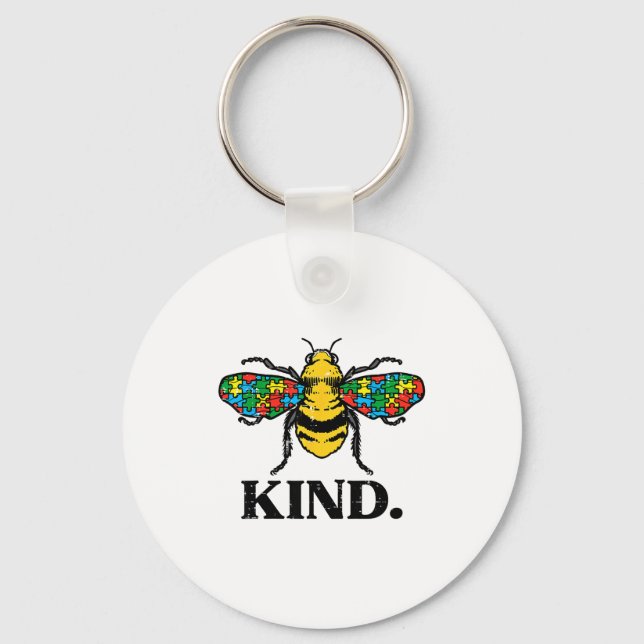 Bee Kind Puzzle Cute Autism Awareness Acceptance A Key Ring (Front)