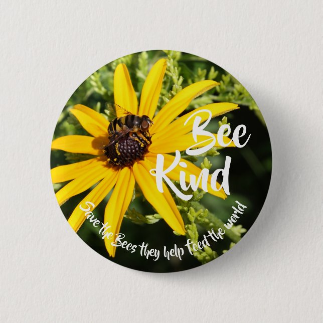 Bee Kind Save the Bees 6 Cm Round Badge (Front)