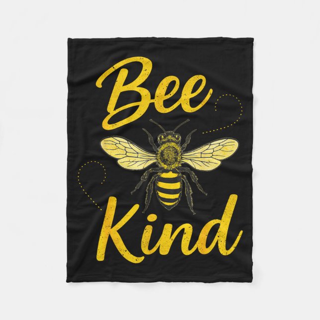 Bee Kind Sitive Quote Cute Funny Design For Kids  Fleece Blanket (Front)