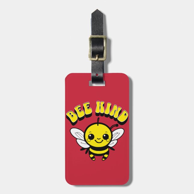 Bee kind text design luggage tag (Front Vertical)