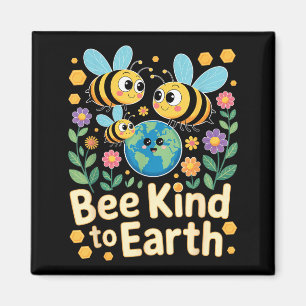 Bee kind to earth - cute bees flowers planet kids  magnet
