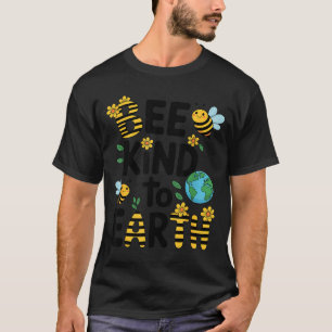 Bee kind to earth - cute bees flowers planet kids T-Shirt