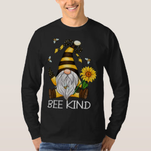 Bee Kind Vintage Gnome Peace Hand Sunflowers Sprea T-Shirt