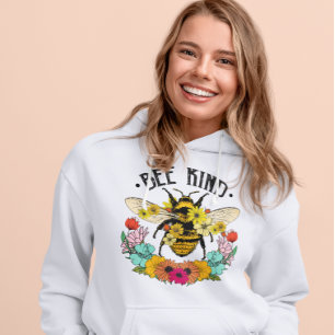 Bee Kind Wild Flowers Graphic Casual Hoodie
