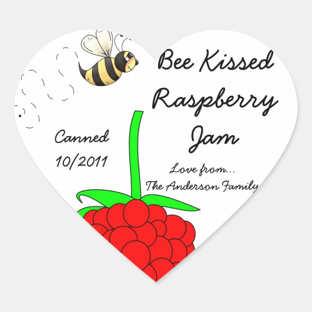 Bee Kissed Raspberry Jam Jar Label (Customise) (Front)