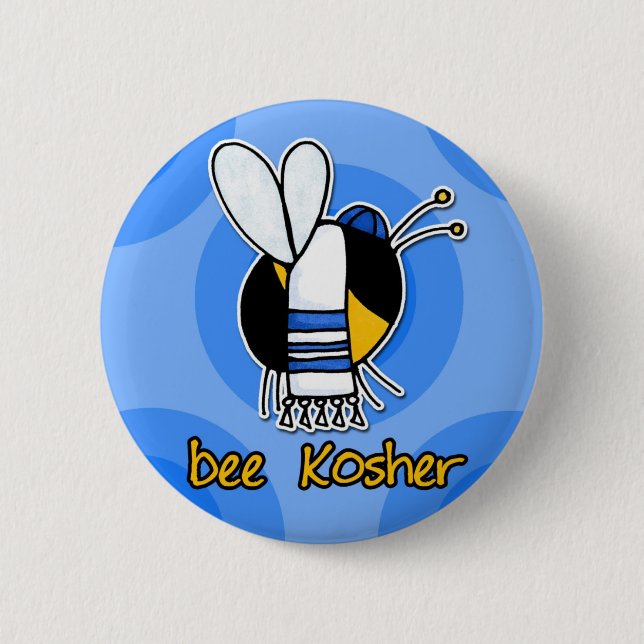 bee kosher 6 cm round badge (Front)