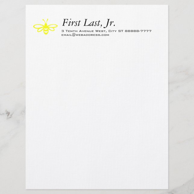 Bee [lemon] letterhead design (Front)
