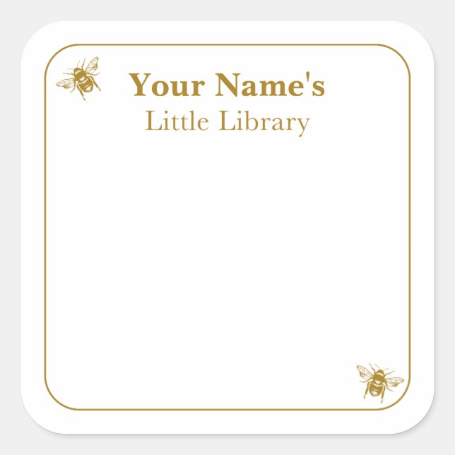 Bee Library Labels | Greeting Card Book Gift Tag (Front)