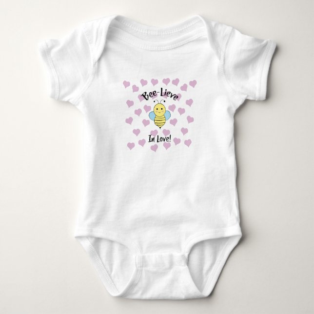 Bee Lieve In Love  Baby Bodysuit (Front)