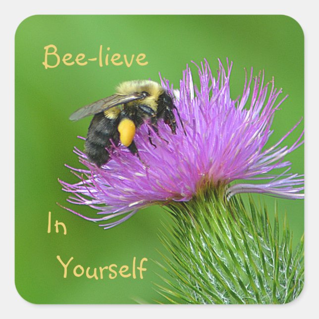 Bee-lieve In Yourself Square Sticker (Front)