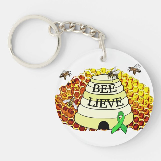 Bee-Lieve Lyme Disease Awareness Key Chain (Front)