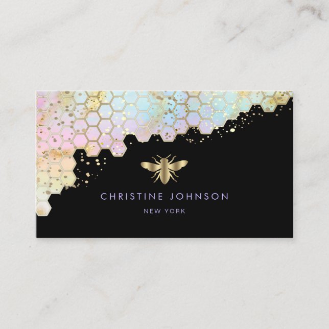 bee logo honeycomb business card (Front)
