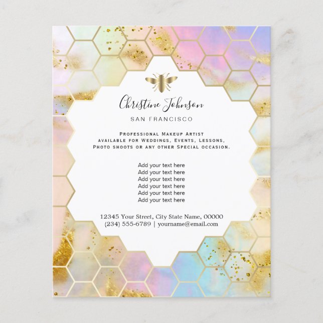 bee logo pastel colors honeycomb flyer (Front)