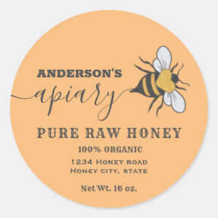 Bee logo script apiary honey jar label