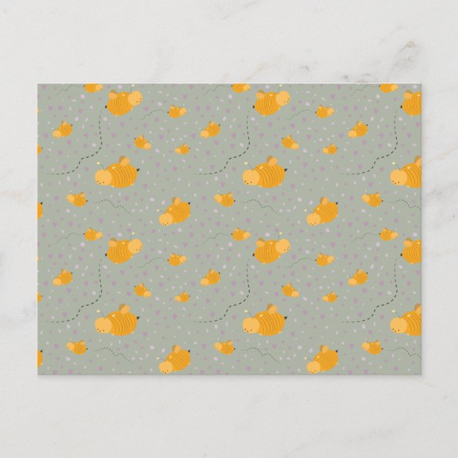 Bee Love Bee Happy Postcard - Green (Front)