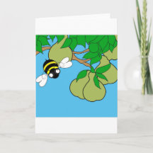 Bee Loving Pear Tree Card (Blank Inside)