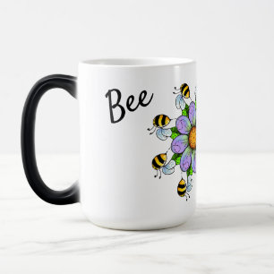 Bee Magical, purple flower and cute bees Magic Mug