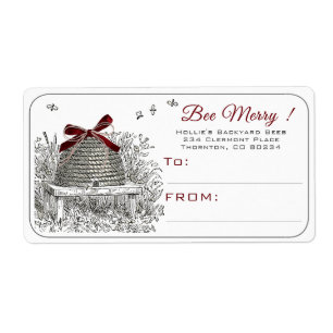 Bee Merry Beekeeper's Holiday Shipping Label 