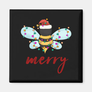Bee Merry Christmas Bee In Santa Hat Cute Merry Xm Magnet