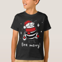 Bee Merry Christmas - bee wears santa hat Xmas Gif