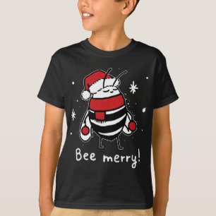 Bee Merry Christmas - bee wears santa hat Xmas Gif T-Shirt