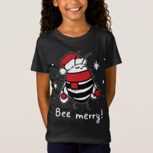 Bee Merry Christmas - bee wears santa hat Xmas Gif T-Shirt