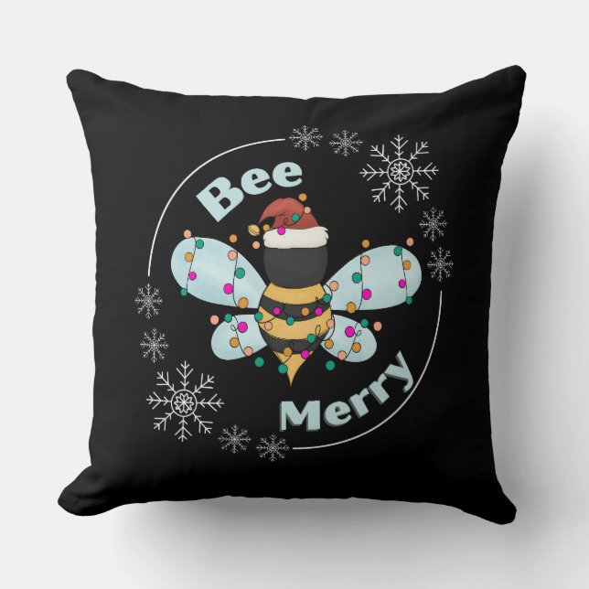 Bee Merry Christmas  Cushion (Front)