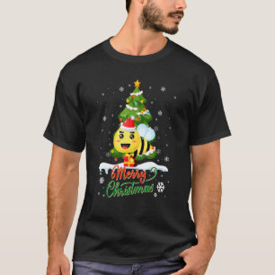 Bee Merry Christmas Honeybee Xmas Lighting Insects T-Shirt