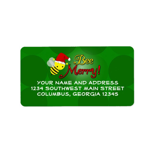Bee Merry, Cute Bumblebee Holiday Label (Front)