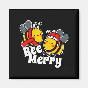 Bee Merry _ Cute Honey Bees Santa Claus _ Christma Magnet
