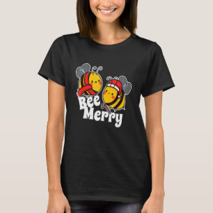 Bee Merry Cute Honey Bees Santa Claus Christmas T-Shirt