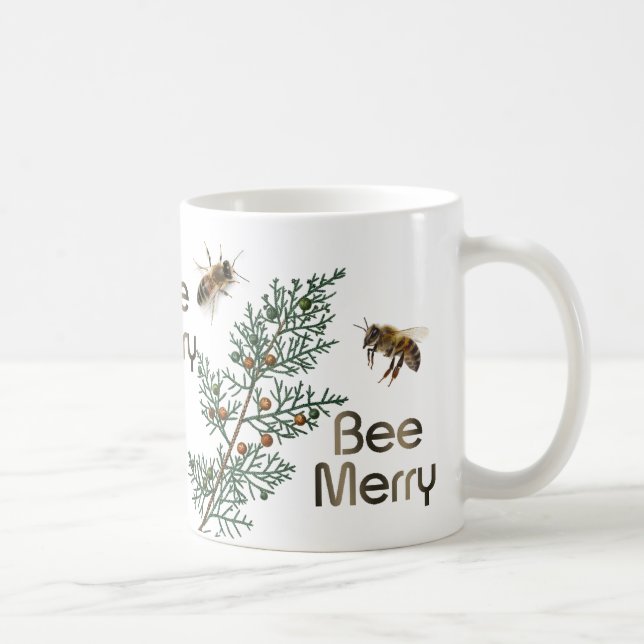 Bee Merry Evergreen Christmas Beekeeper Mug (Right)