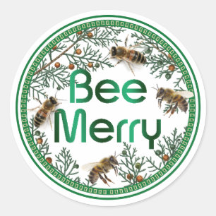 Bee Merry Honeybee Holiday Sticker